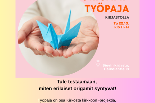 Origami - lintu kämmenien välissä.