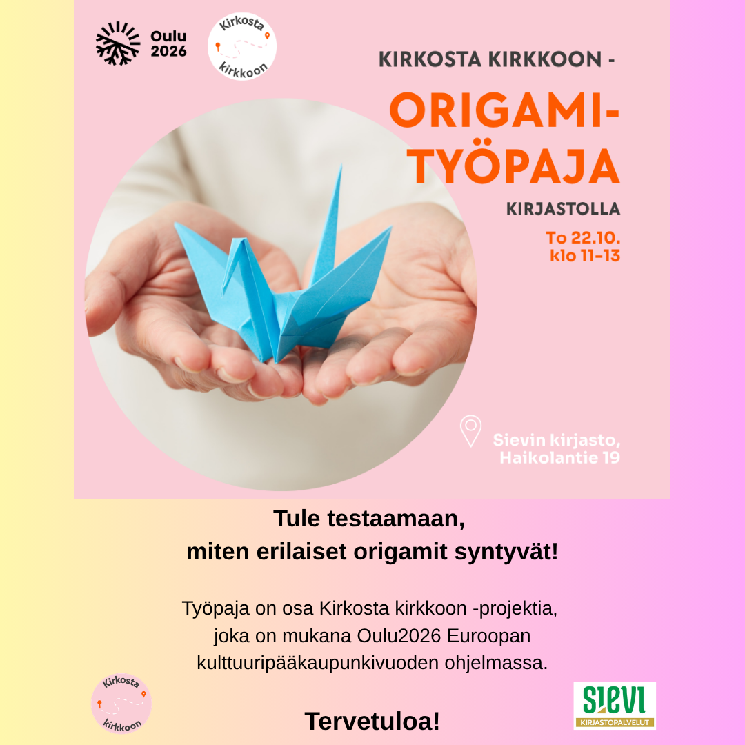 Origami - lintu kämmenien välissä.