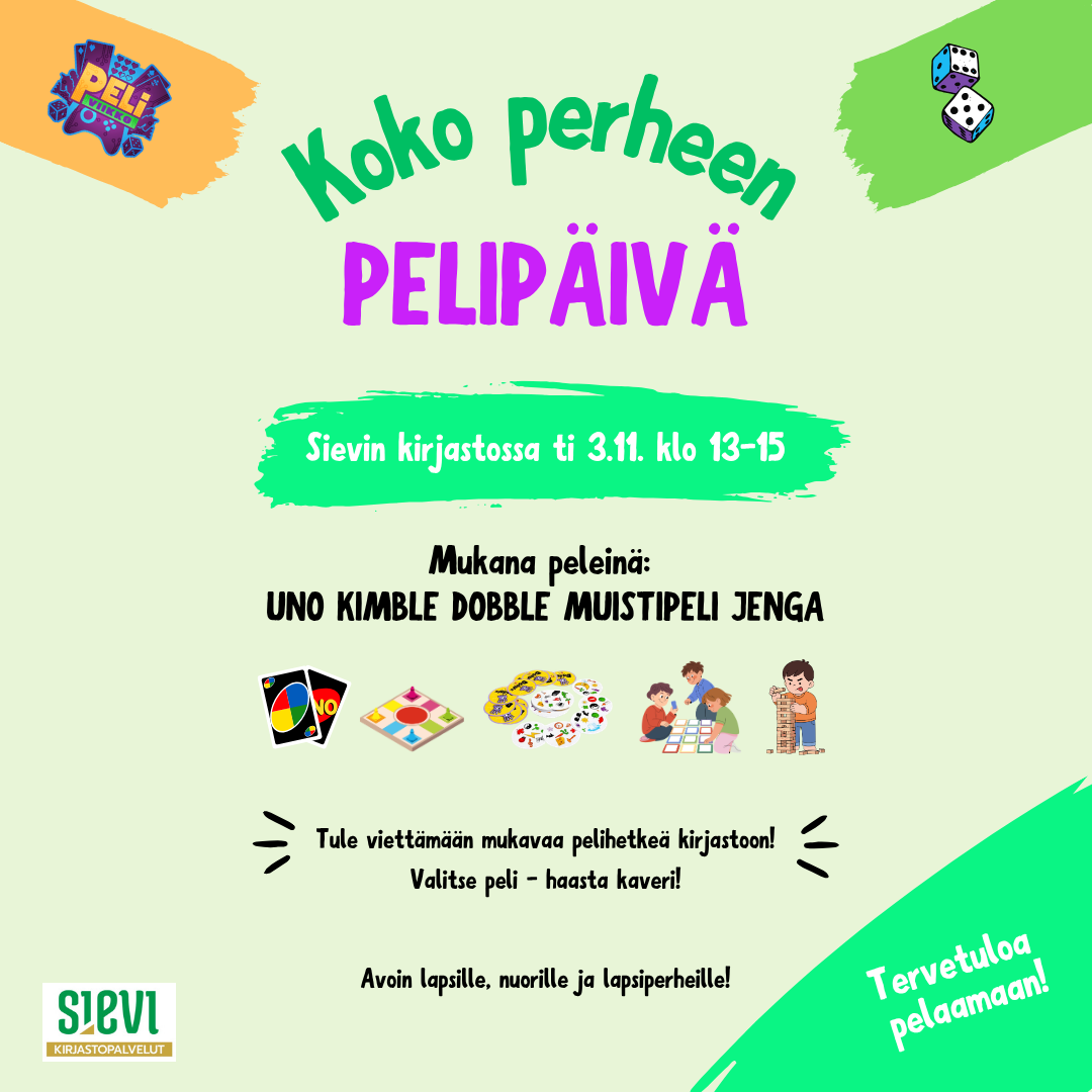 Koko perheen pelipäivä, kuva pelattavista peleistä.
