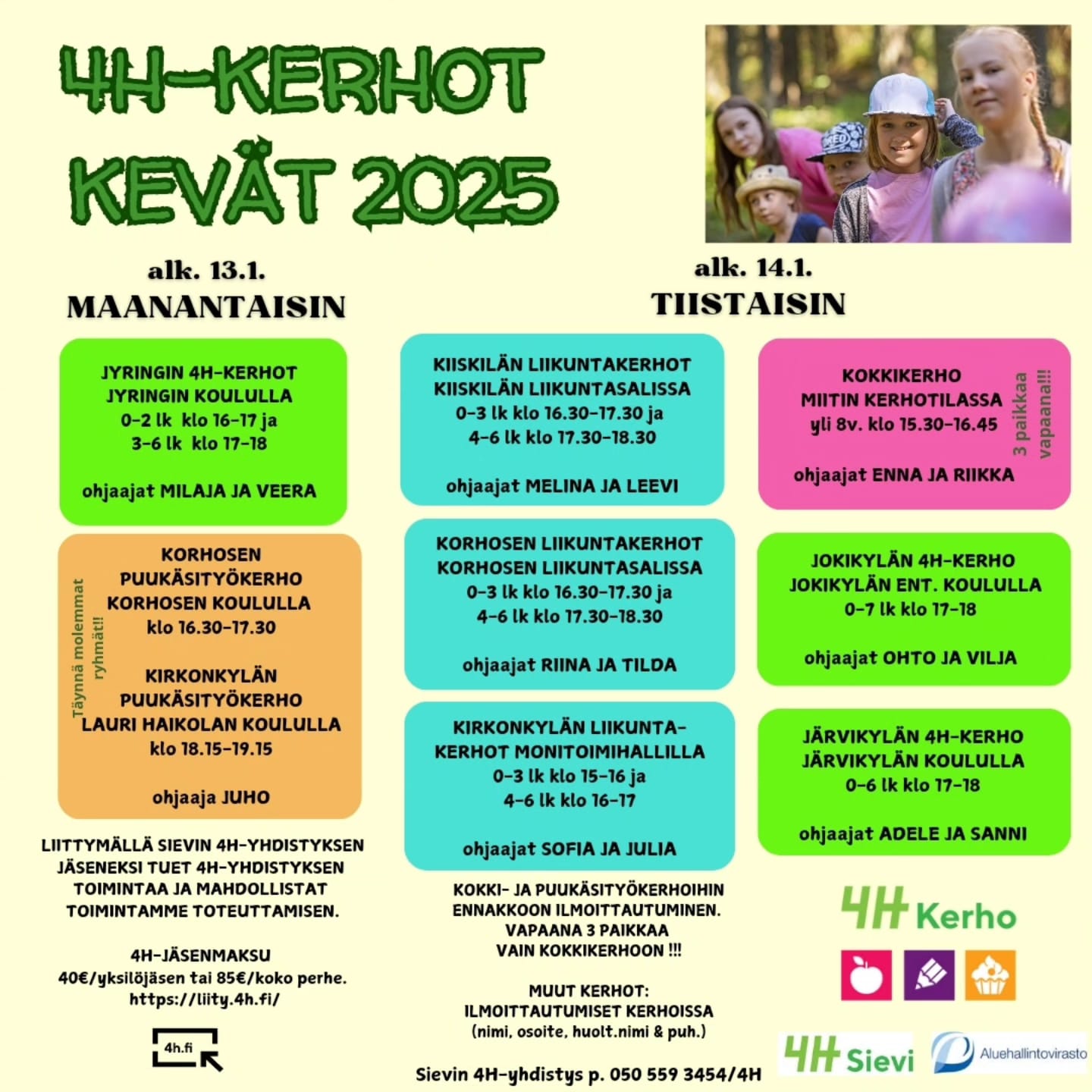 Sievin 4H-kerhot keväällä 2025